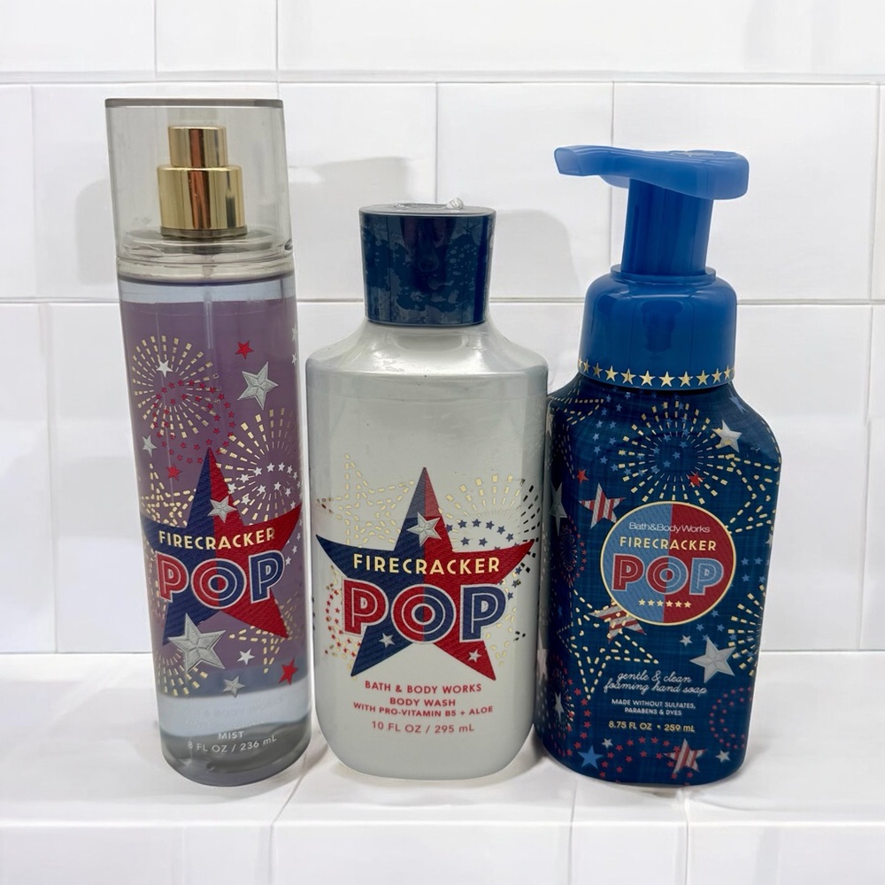 Bath & Body Works Firecracker Pop Spray, Body Wash, & Hand Soap Gift Set NWT - Picture 5 of 5